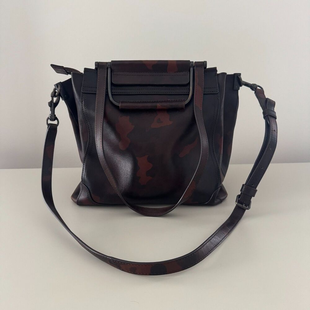 Frye Charlie Multi Handle Leather Tote/Satchel Camo Brown Crossbody Bag